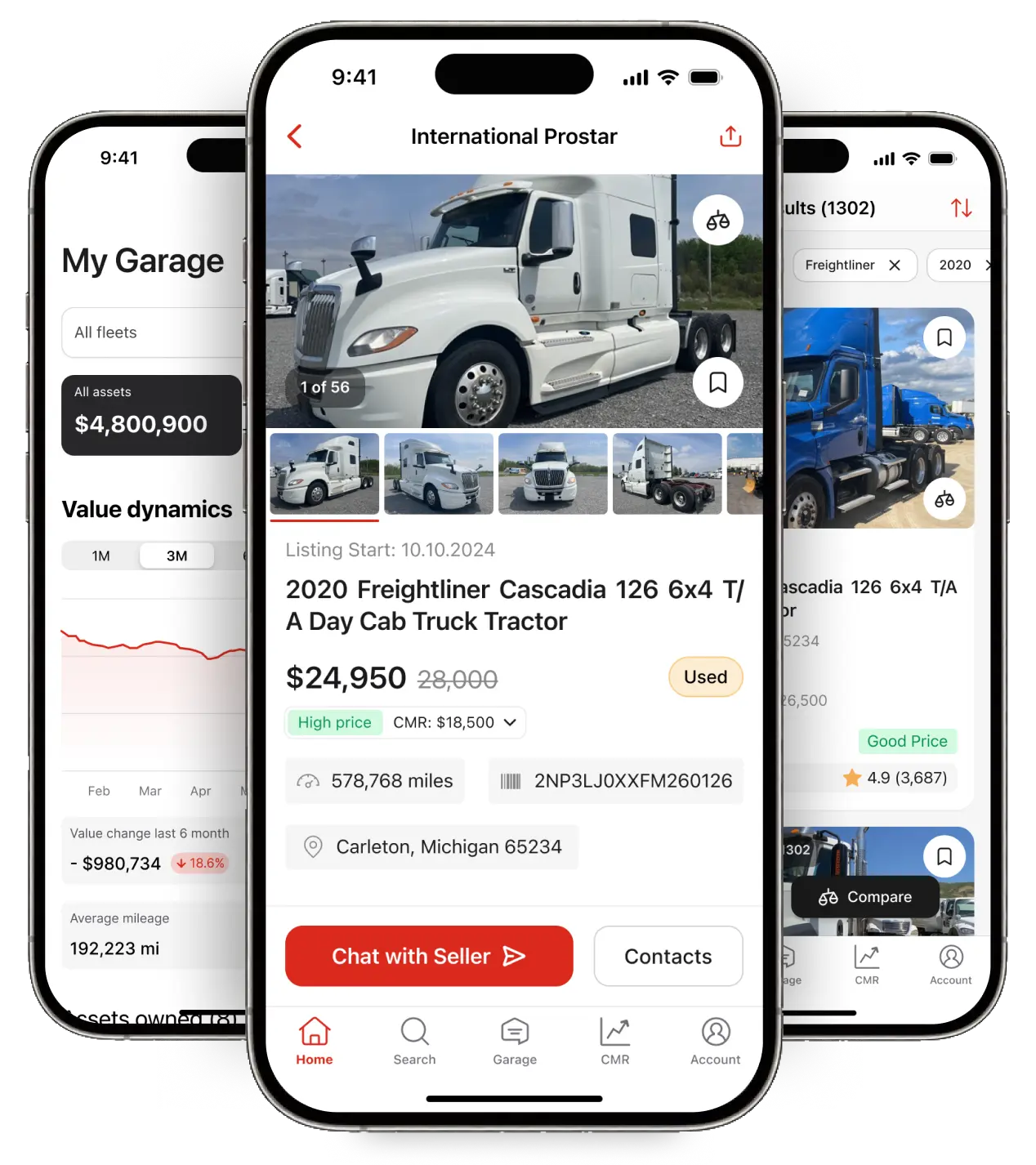 Cherry Trader mobile app for truck listings, inventory, and pricing tools