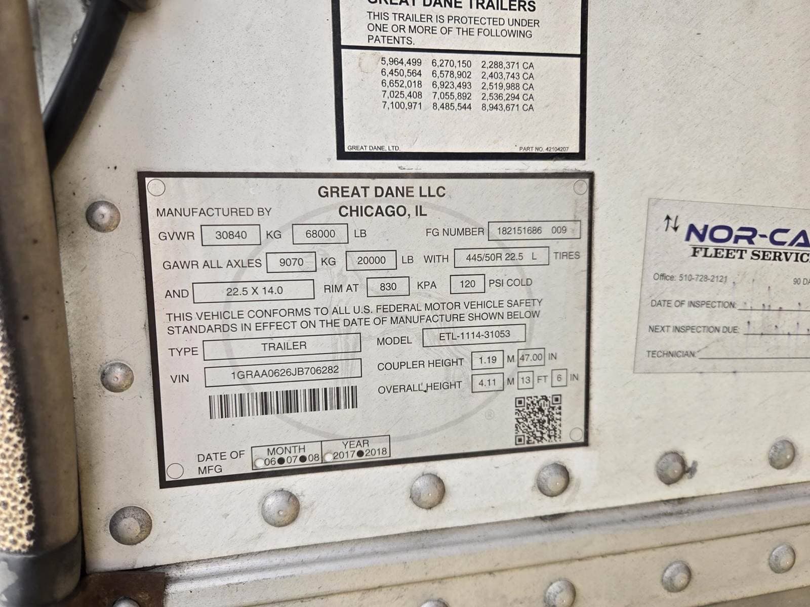 2018 Great Dane Everest 53 ft Reefer Trailer - Fixed Axle, Swing Door, Thermo King image 5