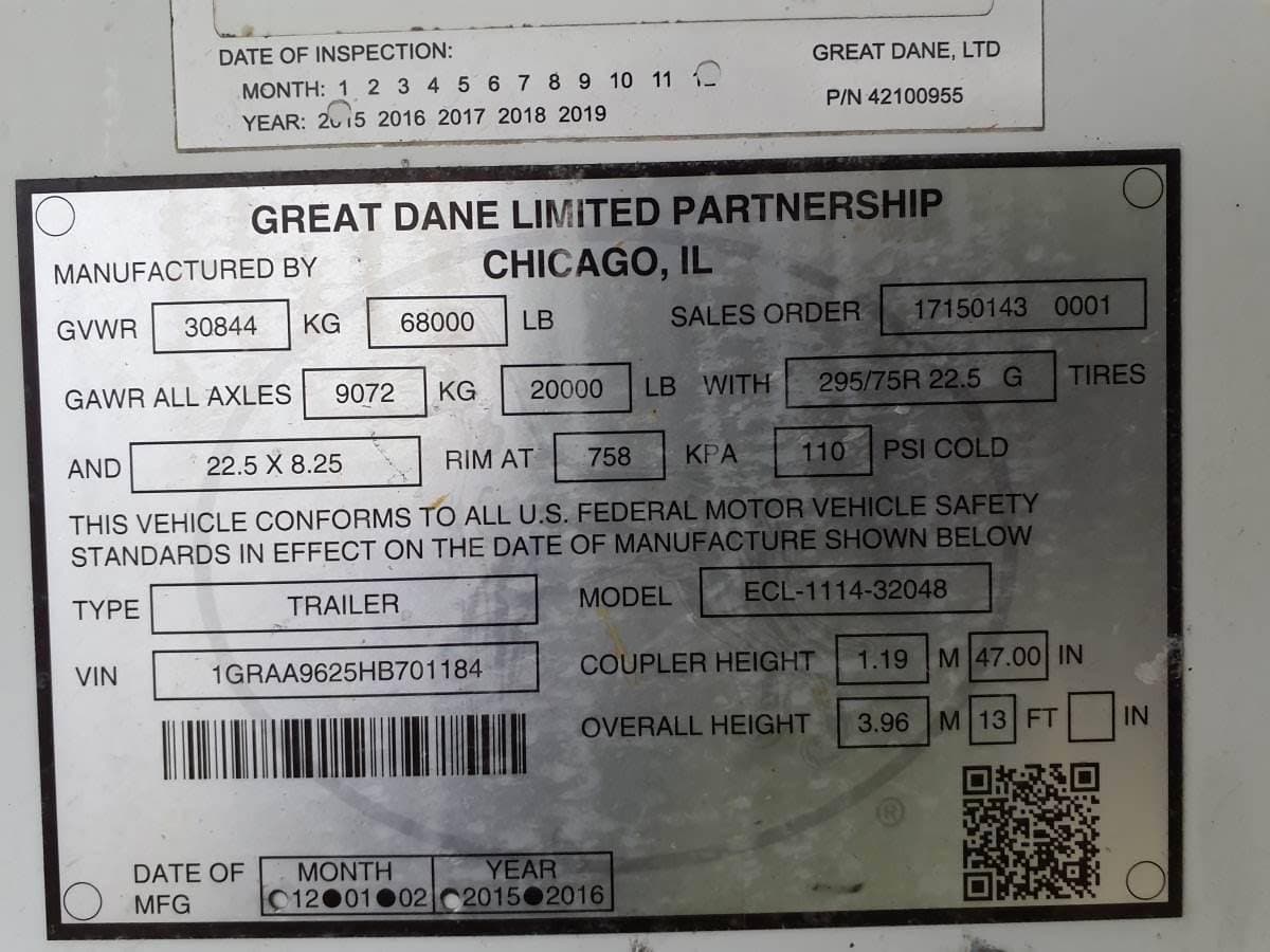 2017 Great Dane 7211TZ-1 48 ft Reefer Trailer - Single Axle, Roll up Door image 11