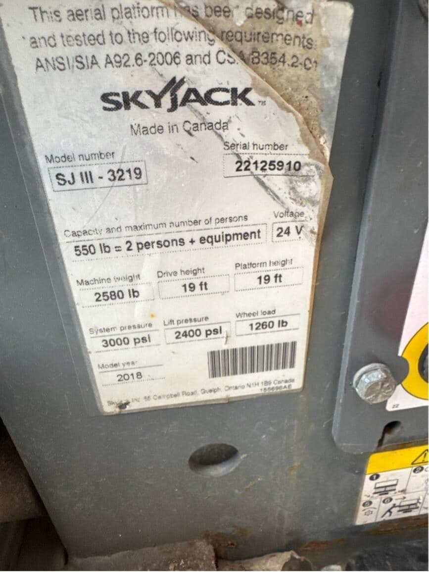 2018 SKYJACK SJIII3219 PL5910 image 6