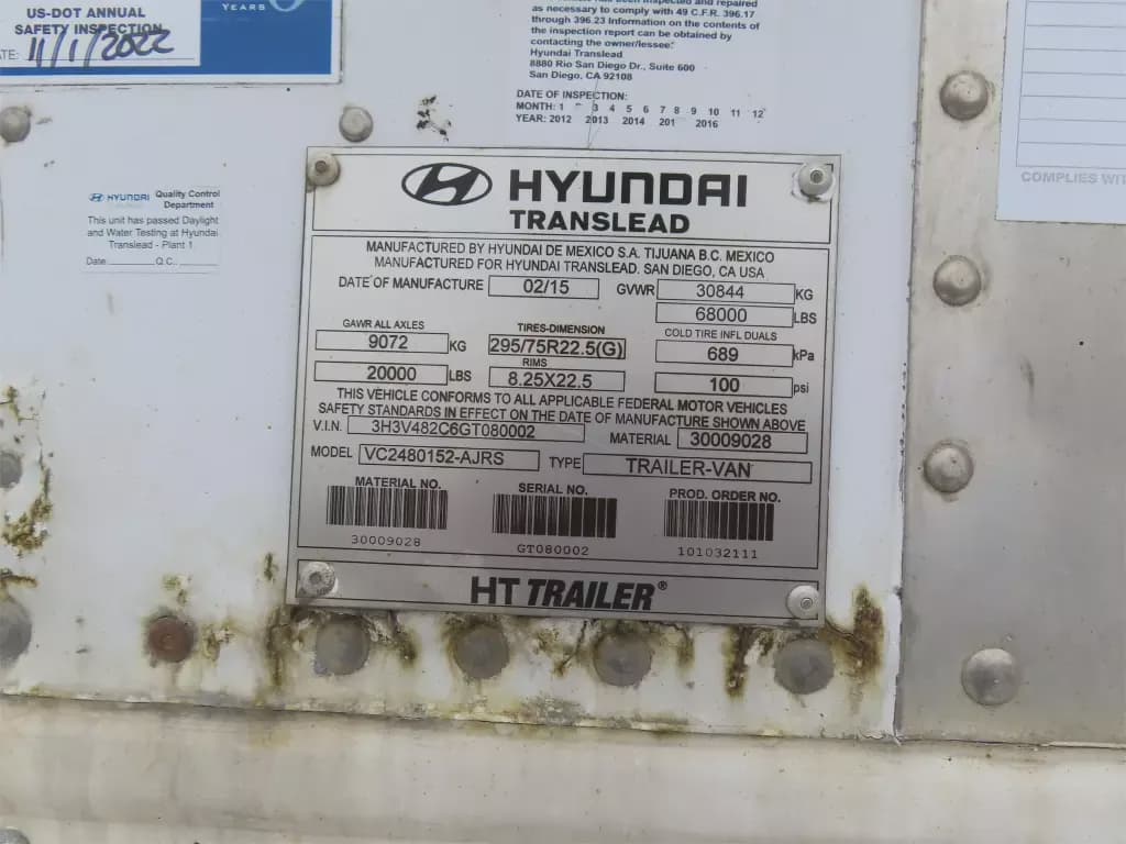 2016 Hyundai 53` Dry Van image 4