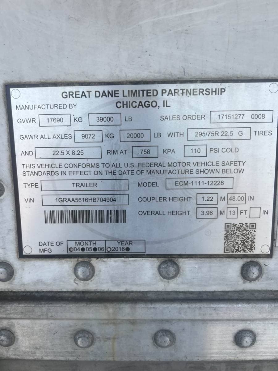 2017 Great Dane 7211Z-1 28/156/102 Reefer Trailer image 8