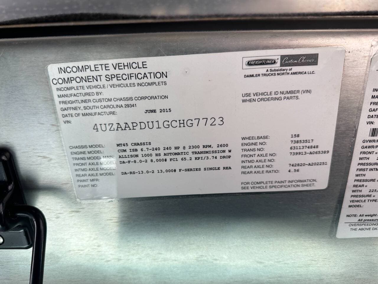 2016 Freightliner MT45 image 12