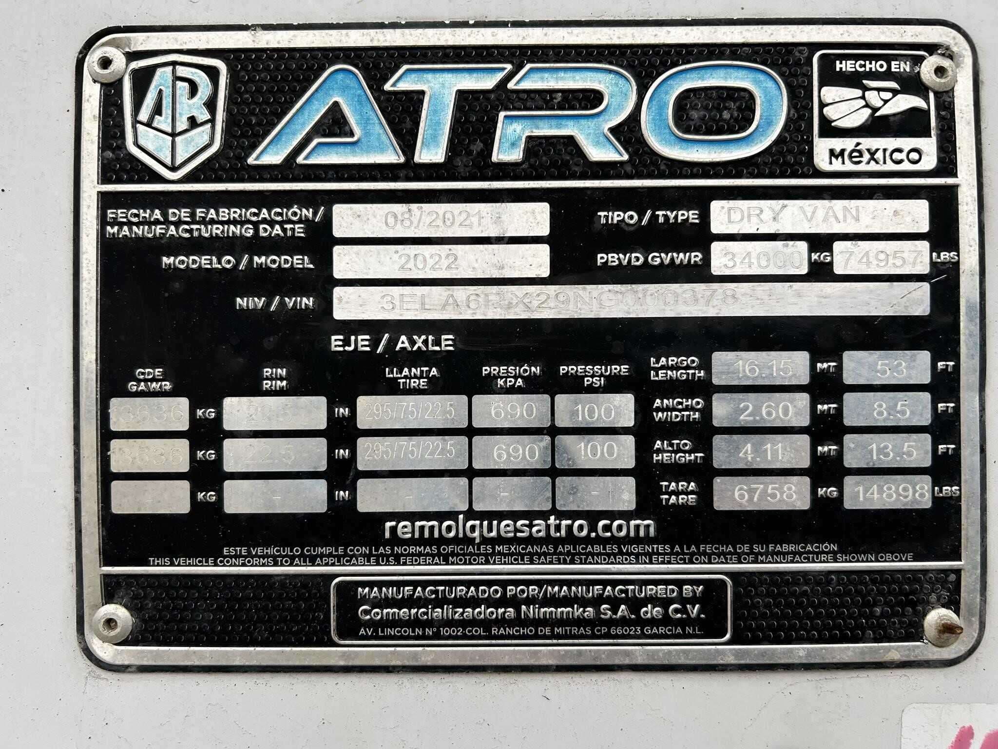 Used 2022 ATRO 53 FT DRY VAN Dry Van Trailer in Covington, TN image 11