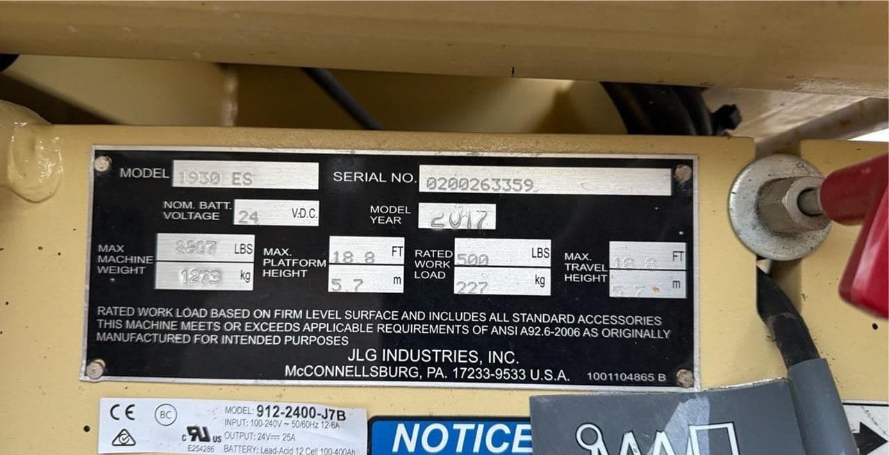 2017 JLG 1930ES PL3359 image 6